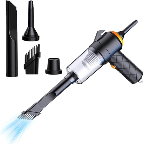 Bob Home 6in1 Mini Akku Staubsauger für Auto Büro Schreibtisch mit Gurtschneider Fensterbrecher leistungsstark tragbar für Autositze PC Tastaturen Krümel Lange Akkulaufzeit USB C Ladekabel