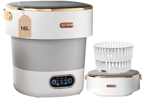 Machine à laver portable, mini laveuse de 16 L améliorée avec panier rotatif, petite machine à laver pliable de sous-vêtements, vêtements de bébé et de petite taille, adaptée pour la maison, les
