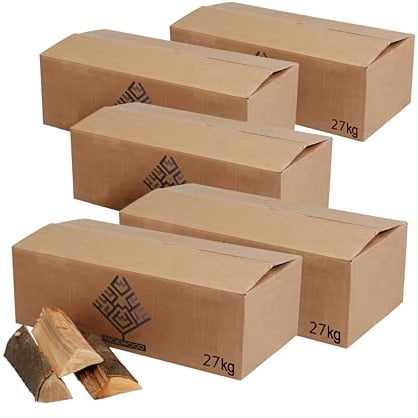 Brennholz Buche, Kaminholz mit Rinde, Feuerschale für Öfen, Grill, Buchenholz, Holzscheite 25 cm ofengetrocknete Buchenholzscheite, wählbar von 27 bis 270 kg, Menge: 135 kg