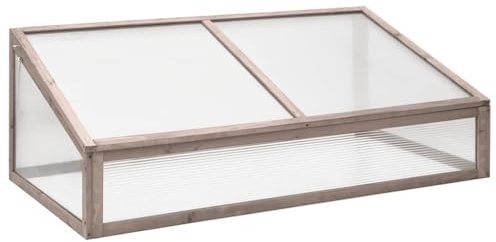 Plumbpyr Serra grigia in legno di abete massiccio, 110 x 56 x 39 cm, con coperchio ribaltabile, per giardino, terrazza e balcone, protezione antigelo, coltivazione di piante, verdure, erbe e fiori