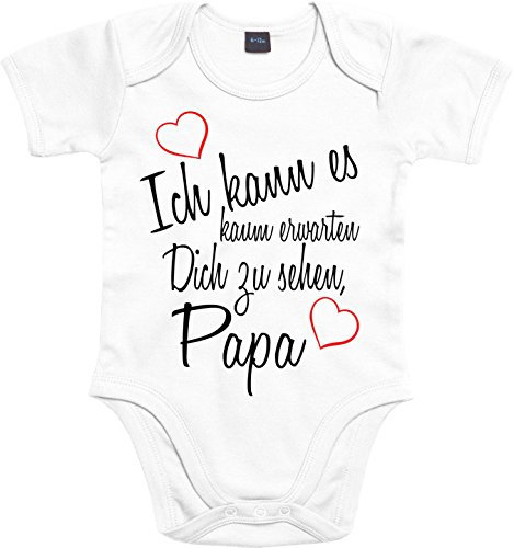 Mister Merchandise Baby Body Ich kann es kaum erwarten Dich zu sehen Papa Strampler liebevoll bedruckt Wiedersehen Weg Reise Weiß, 0-3