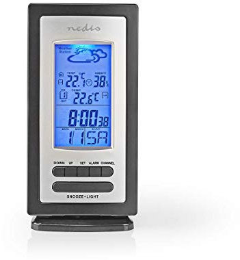 Nedis - Wetterstation - Alarm - Hygrometer - Außensensor - Schwarz/Silber