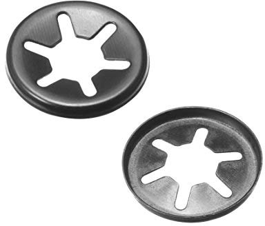 sourcing map 100 Stück Sicherungsscheiben Sicherungsclips Drücken Verschluss Innenzahn Klemmscheiben Unterlegscheiben M6 x 15mm 65Mn Schwarz
