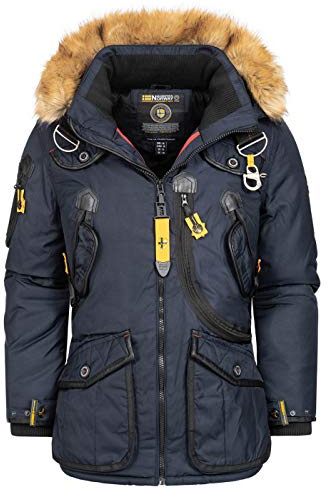 Geographical Norway Herren Winter-Jacke Parka Agaros mit großer Kunstfell-Kapuze