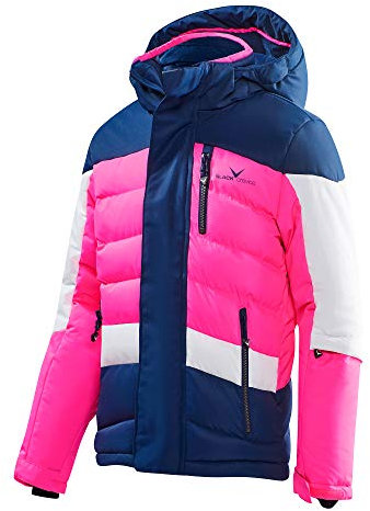 Black Crevice Veste de Ski Mixte Enfant, Bleu/Rose/Blanc, 8-9 Ans