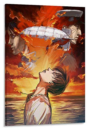 YZLI Anime-Poster Attack on Titan Eren Jaeger Poster Dekorative Malerei Leinwand Wandkunst Wohnzimmer Poster Schlafzimmer Gemälde 50 x 75 cm