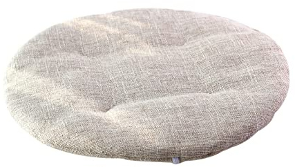 JLWM Sitzkissen Einfarbig Baumwolle Leinen-, Sitzauflage Dünn Stuhlkissen Mit Riemen Für Zuhause Küche Essensstuhl Schemel Runden-Beige-Durchmesser-32cm
