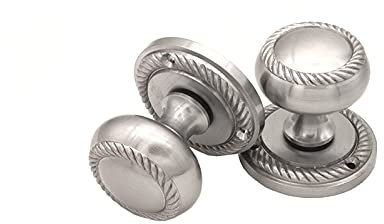Infinity Decor Traditional Satin Chrome Georgian Mortice Door Knobs Pair 50mm – Solid Brass Round Sprung Pull Door Handles Set for Internal and External Doors