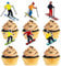 MEFENG Skier Theme Cupcake Toppers, Ski Lovers Cake Toppers for Ski Sport Theme Birthday Party Decorations,Rainbow Glitter Cupcake Decoration.18PCS