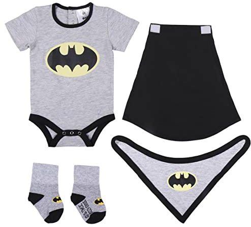CERDÁ LIFE'S LITTLE MOMENTS - Geschenkset für Neugeborene Junge 3-teilig [Body, Schal und Socken] | Baby Set Klamotten aus 100% Baumwolle hergestellt mit Batman Bedrückt - Offizielle Lizenz von DC