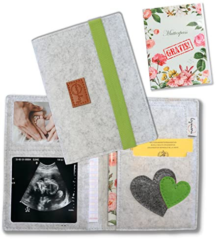 leymoon - Mutterpasshülle, Geschenk für Schwangere und Mama's mit vielen Fächern für Mutterpass, Ultraschallbilder, Kinder U-Heft, Impfpass uvm. (Mutterpasshülle_Grün)…