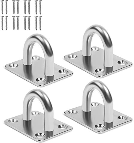KOMUNJ 4 Stücke Augplatte Edelstahl Decksplatte Augplatten, Edelstahl Wand Befestigung Öse Platte Decken Haken Ösenplatte Haken, für Boot Hängesessel Sonnensegel