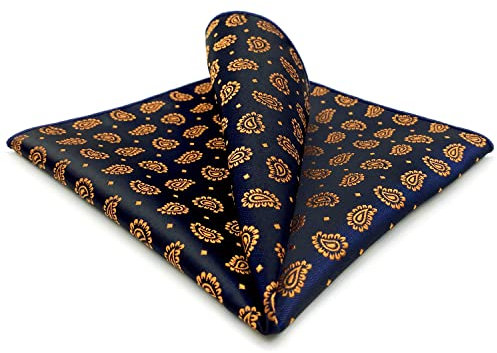 S&W SHLAX&WING Pochettes de costume pour homme bleu avec orange cachemire cadeau de mariage