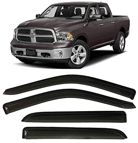 NINAI 4 Stück Auto Seitenfenster Windabweiser Für DOD-ge RAM 1500 2009-2018, Autofenster Windabweiser Regenabweiser Vorn Hinten Regenschutz Zubehör