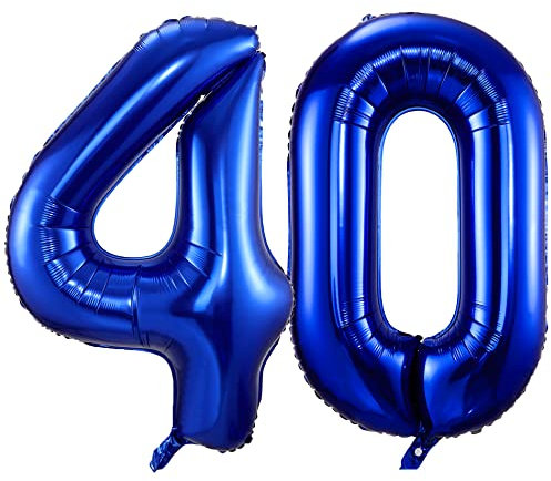 100cm Dunkelblau Luftballon Zahl 40 zum Geburtstag Fliegt Mit Helium Folienballon Geburtstagsdeko Ballon Zahl Deko zum Geburtstag (Dunkelblau, Zahl 40)