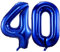 100cm Dunkelblau Luftballon Zahl 40 zum Geburtstag Fliegt Mit Helium Folienballon Geburtstagsdeko Ballon Zahl Deko zum Geburtstag (Dunkelblau, Zahl 40)