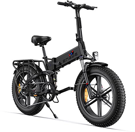 ENGWE Folding Electric Bike 250W E-Bike Adult, 20×4.0 With Thick Off-Road Tyres, 48V 13Ah Replaceable Lithium Battery Range Up To 120KM, 25KM/H 7-Speed Full Suspension Ebike (Black)