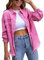 ONEYOO Veste en jean pour femme - Manteau d'extérieur - Manches longues - Veste en jean avec boutons - Hiver - Automne - Vintage, Rose, M