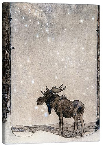 Posterlounge Elch im Schnee Leinwandbild von John Bauer 60 x 80 cm Wandbilder Wanddeko