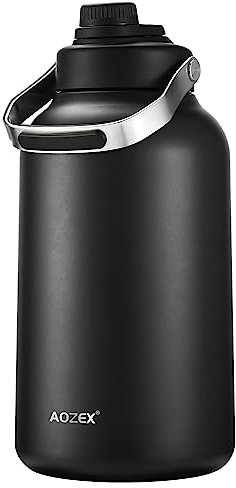 AOZEX Botella de agua de 1 galón, botellas de agua grandes de acero inoxidable, jarra de agua de 1 galón para beber, botella de agua grande aislada de 128 onzas, jarra de agua de 1 galón, botella de