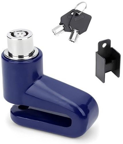 JNNJ Verrouillage De Disque Vélo, Verrouillage De Sécurité pour Moto, Serrure De Frein à Disque pour Moto, Serrure à Disque Frein Moto Et Vélo pour Usage Intensif Et Antivol, Scooter Vélo(Bleu)