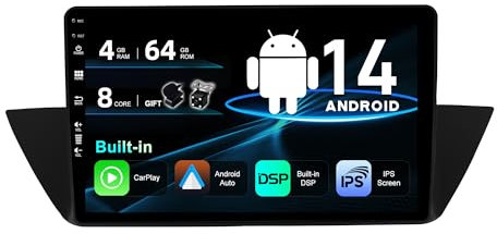 SXAUTO Android 13 IPS Autoradio para BMW X1 E84 (2009-2015) - Inalámbrica CarPlay/Android Auto - 4G+64G - LED Cámara + Mic - DSP Dab Fast-Boot 360-CAM Volante AHD DSP WiFi - 9 Pulgada 2 DIN