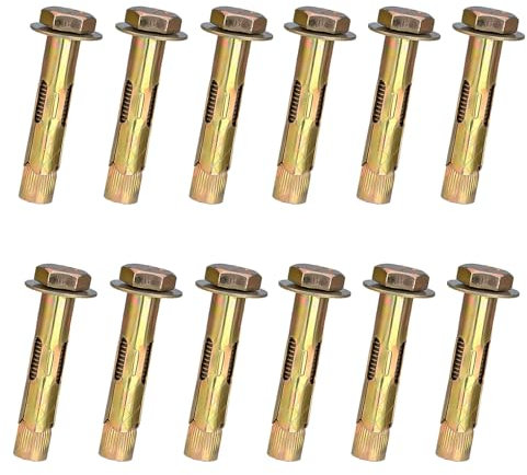Lot de 12 boulons à vis à expansion M8 x 60 mm, écrous hexagonaux d'expansion, boulons d'ancrage, ancrages de fixation très résistants, pour béton, maçonnerie, brique
