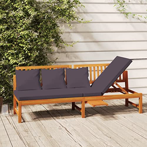 LAPOOH Tagesbett mit Grauen Kissen 200x60x75 cm Massivholz Akazie, Schlafsofa, Daybed, Bettsofa, Sofa Bed, Sofabett, Schlafcouch, Jugendbett, Bettgestell, Bettcouch - 312145