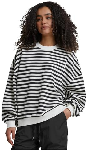 Urban Classics Damen Sweatshirt Ladies Oversized Striped Crewneck, Pullover für Frauen, Oversized, erhältlich in vielen Farben, Größen XS-5XL