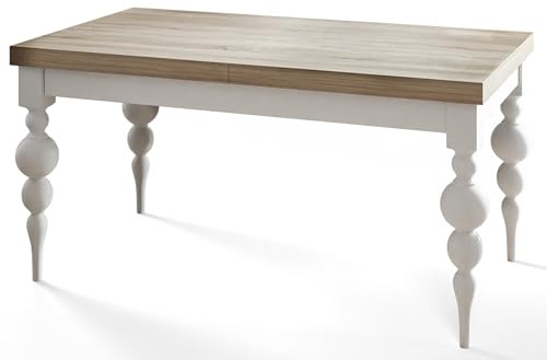 AlpiMeble Esszimmertisch Ausziehbarer, 180x80x78,5cm, Sonoma | Rechteckiger Tish LENA, Wohnzimmertisch, mit Tischbeinen in Farbe Weiß