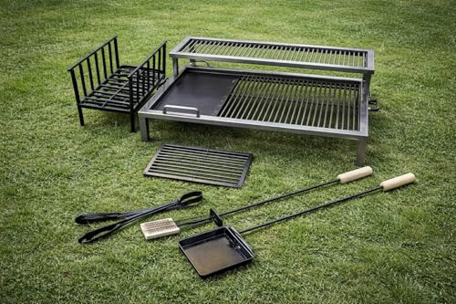 Sor Pampa Grill - Luxus Argentinischer Eisengrill mit abnehmbaren Modulen, Feuerschale & Werkzeugen - Holzkohlegrill für den Außenbereich (101,6 x 61,0 cm)