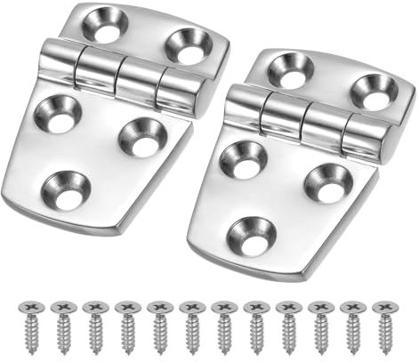 Sourcing Map 2Pcs 2.24 x 1.5 - 316 Stainless Steel Marine Hinges, Polished Bearing Boat Hinges for Yacht Deck Cupboard Furniture Hardware (Silver)