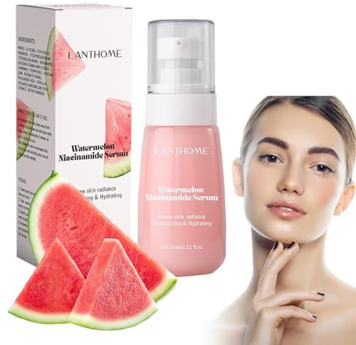 Generisch Watermelon Glow Niacinamide Moisturize Serum, Moisturizing Facial Serum with Hyaluronic Acid Glycerin Vitamin E, Niacinamide Essence Moisturizing Facial Serum for Radiant Skin (60ml)