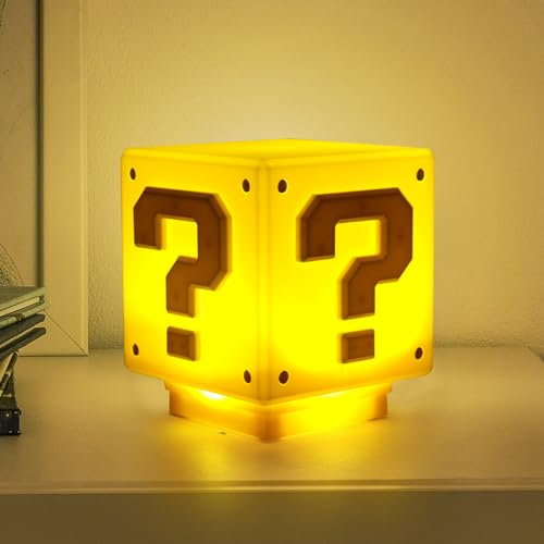 LYPPUL 3D Icon Light Night Lights für Mario, Fragezeichen Soundtrack Lampe Würfel, 2024 Upgrade Quadratische Ziegel LED Nachtlicht Kinder, USB Aufladbare Kinder Nachttischlampe für Kindzimmer Deko