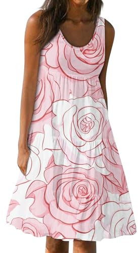 Robe Droite Femme Robe Longue Grande Taille Robe Femme Coton Robe Ete Femme Robe Mi-Longue Ete Femme Robe Mi Longue Femme Chic Et Elegant Robe Robe Longue Ete Femme Robe Rose 2XL