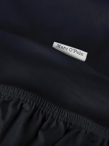 MARC O'POLO Spannbettlaken Premium Organic Jersey Dark Navy, 90-100 x 200-220 cm - 95% Bio-Baumwolle Perkal (GOTS), 5% Elasthan - Uni