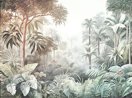 Livingwalls 399011 Papier peint photo intissé Motif jungle multicolore, marron, bleu, 1,59 x 2,80 m, fabriqué en Allemagne
