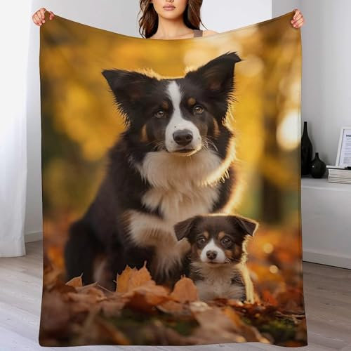 PAZZK Hund Decke Fleecedecke Geschenk Damen Männer Mädchen Jungen Vier Jahreszeiten Super Weich Und Bequem Plüschdecke Sofa Schlafsofa Büro(180×200cm)