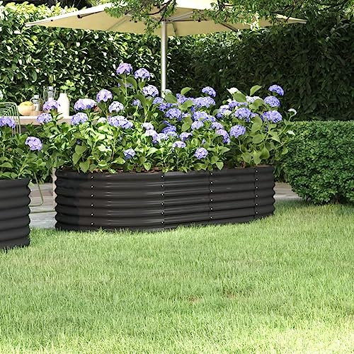 puraday Parterre de fleurs surélevé pour jardin 152 x 80 x 36 cm, jardinière pour terrasses, parterre de fleurs pour plantes et légumes, spirale XXL, parterre de fleurs surélevée en métal, en acier,