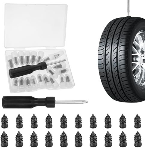 Tire Repair Rubber Nail, 21 Pcs Vacuum Tire Mending Nail Self-Service Tyre Repair Screws with Screwdriver Tyre Repair Kit for Car Motorcycle Bicycle Truck Tractor ATV Tire Puncture Repair (10S+10L)