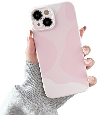 DEFBSC for iPhone 13 Case, Cute Art Aesthetic Print Design Soft TPU Cover, Shockproof Raised Full Camera Protection Anti-Scratch Back Phone Case for Girls Women, Pink
