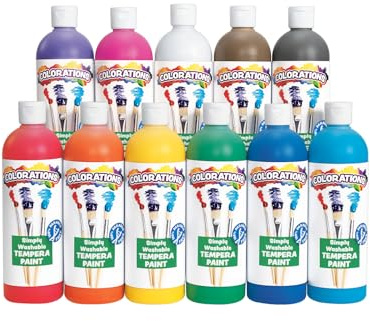 Colorations - SWT16 Simply Washable Tempera Paints, 16 fl oz, Set of 11 Colors, Non Toxic, Vibrant, Bold, Kids Paint, Craft, Hobby, Arts & Crafts, Fun, Art Supplies