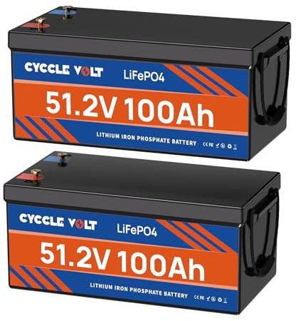 Batteria al litio LiFePO4 48V 200Ah, MAX. Capacità. 10,24 kWh, BMS integrato da 200A, più di 10.000 cicli profondi Lifepo4 48V, perfetta per imbarcazioni, camper e sistemi solari off-grid