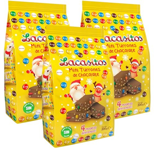 Lacasitos Lote de 3 Bolistas de Mini Turrones de Chocolate 200G