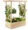 COSTWAY Jardinière avec 2 Treillis Latéraux Toit Suspendu en Bois de Sapin avec Trou de Drainage, Lit de Jardin pour Plante Grimpante Résistance aux Intempéries, Naturel (110 x 44 x 113,5 cm)