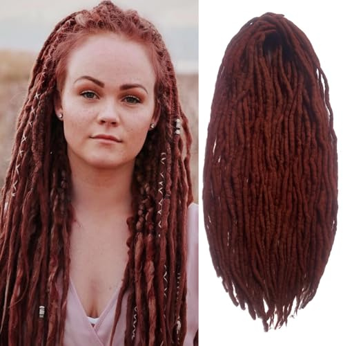 Dreadlock Extensions Dark Brown Wool Double Ended DE End Dreads 15 Strands Crochet Dreads Extensions 22 inches Dreadlocks Extension Straight Hippie Style Dreads for Women Men