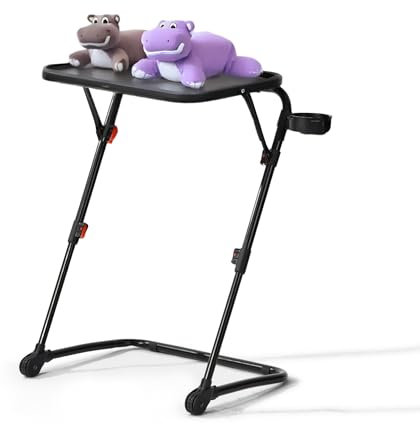 HOMYLIN Höhenverstellbarer Aktivitätstisch – tragbares und faltbares Design, Mehrzweck-Schreibtisch mit Getränkehalter, ideal für Zuhause, Schule, Spielzimmer für Jugendliche und Kinder, Schwarz