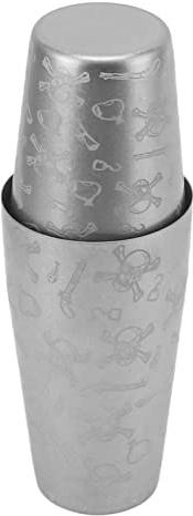 Nikou Cocktail-Shaker-Set aus Edelstahl, Boston Barkeeper Shaking Tins für Hausbar, Totenkopf-Muster, Getränkemischung, Bar-Accories, 680 ml und 473 ml