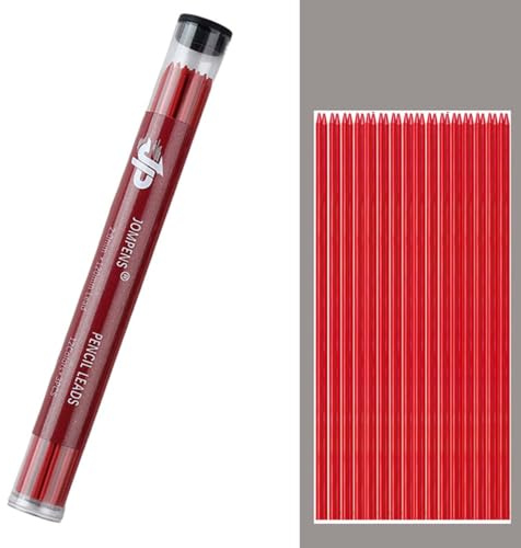 MROOFUL 2,0 mm Bleistiftminen, 2B, bunt, 2 mm, Druckbleistift, Graphitmine für technisches Zeichnen und Zeichnen, 36 Minen (rot)