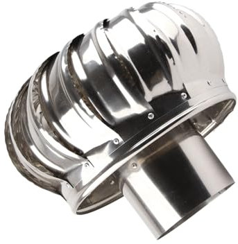 Schornsteinaufsatz Lüftungsaufsatz, 110mm Ohne Strom Edelstahl Dachventilator Automatisch Kaminaufsatz Geräuschlos Rohrmontage Dachventilator Windturbinen Entlüftungsöffnung Dachbodenventilator